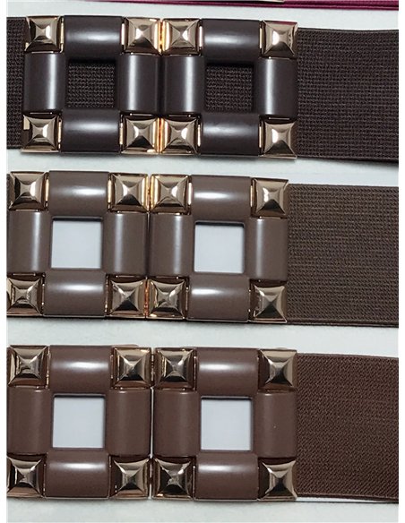 Cinturón elástico hebilla doble con tachuelas