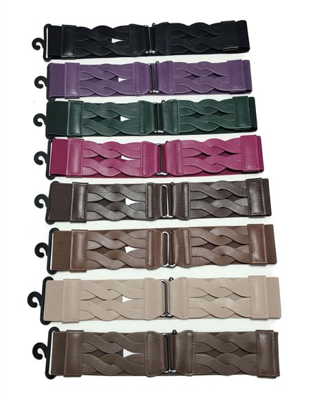 Cinturón elástico trenzado con cierre metálico