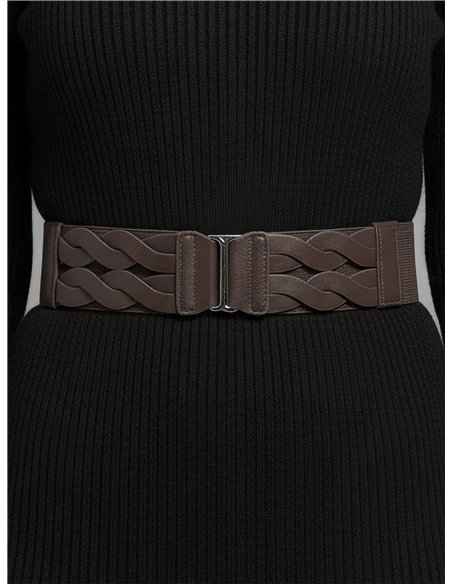 Cinturón elástico trenzado con cierre metálico