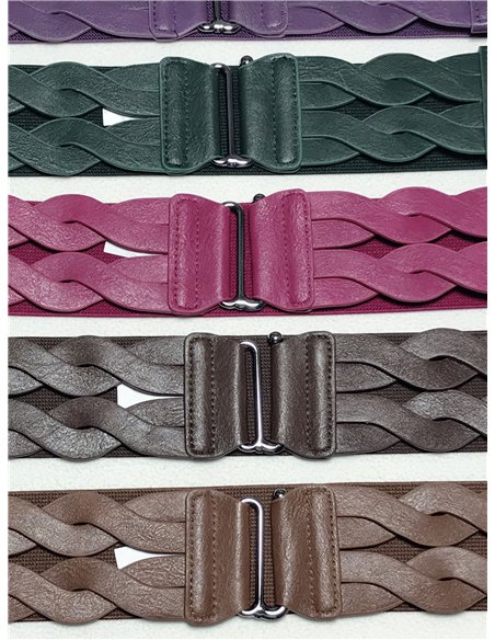 Cinturón elástico trenzado con cierre metálico