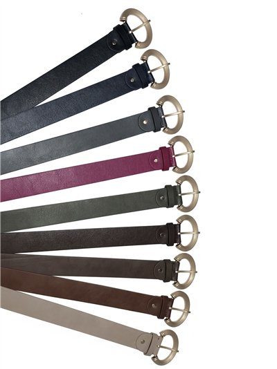 Cinturón hebilla redonda metálica