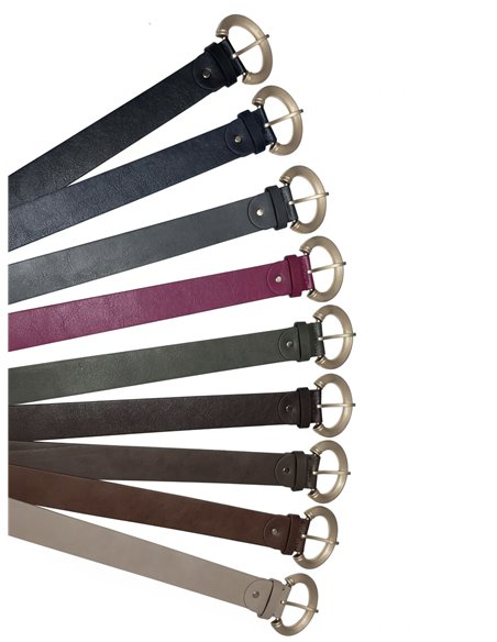 Cinturón hebilla redonda metálica