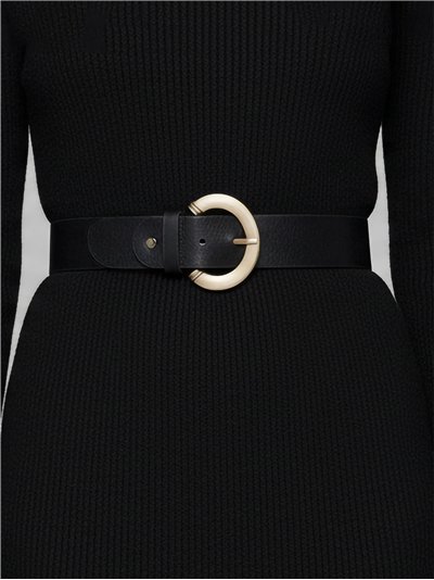 Cinturón hebilla redonda metálica 2