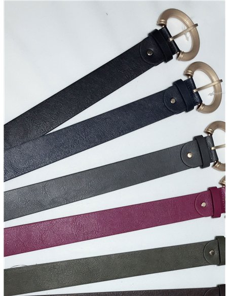 Cinturón hebilla redonda metálica