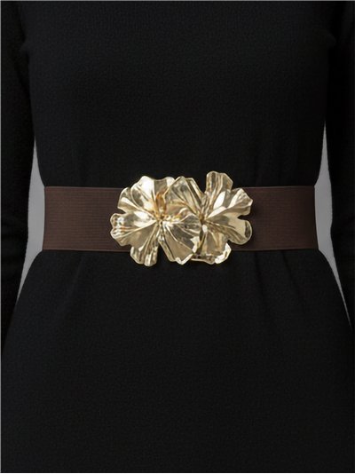 Cinturón elástico hebilla flores metálicas 2