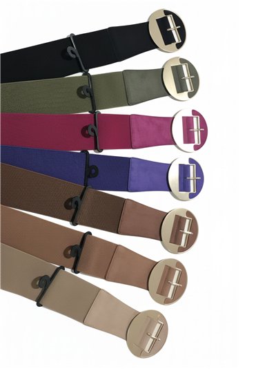 Cinturón elástico hebilla circular grande