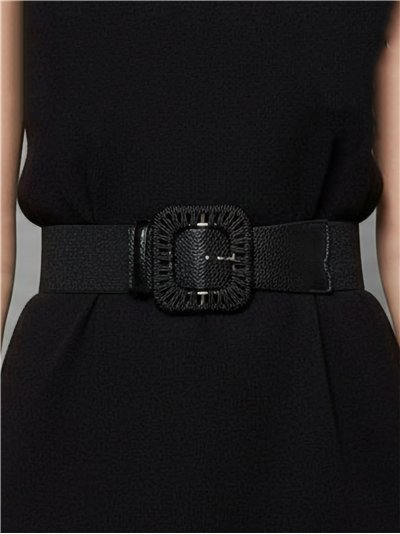 Cinturón elástico brillante hebilla cuadrada 2