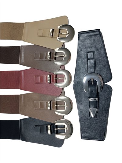 Cinturón ancho hebilla herradura metálica