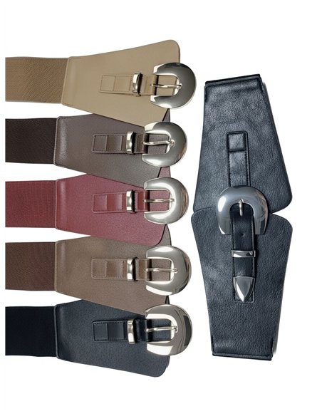 Cinturón ancho hebilla herradura metálica