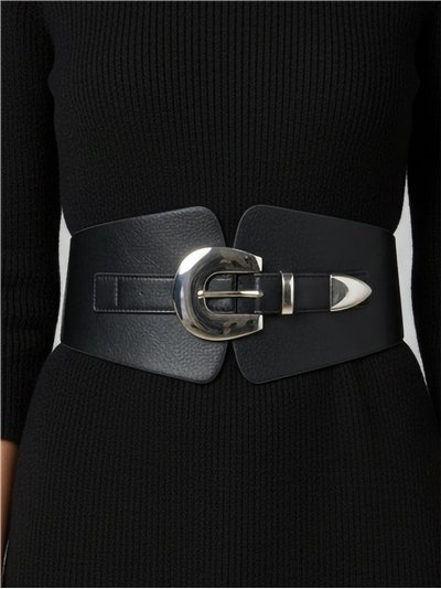 Cinturón ancho hebilla herradura metálica 2