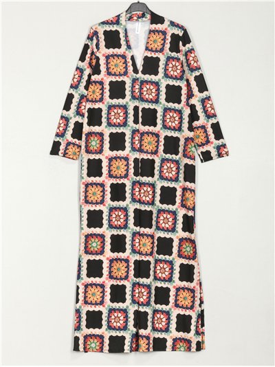 Vestido largo fluido estampado