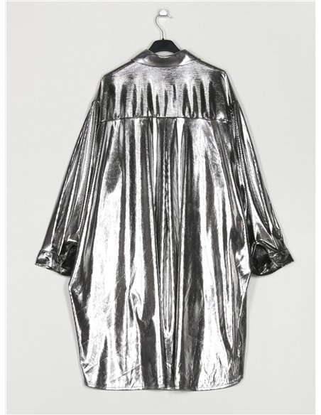 Vestido camisero metalizado talla grande