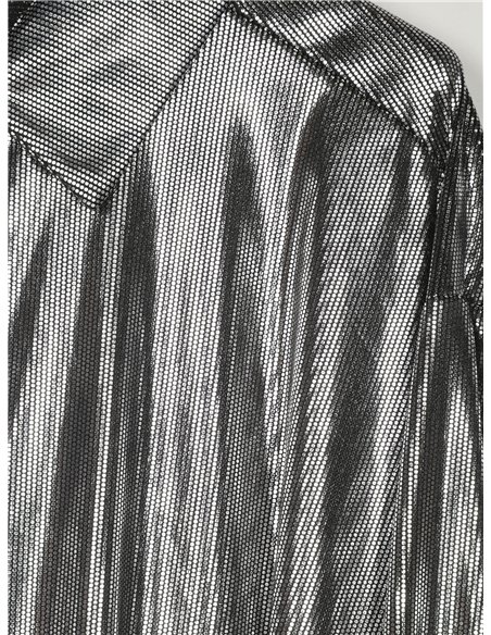 Vestido camisero metalizado talla grande