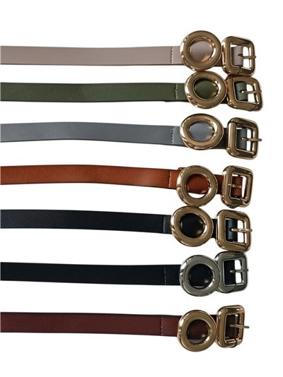 Cinturón piel hebilla cuadrada