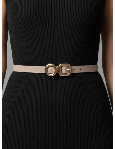 Cinturón piel hebilla cuadrada