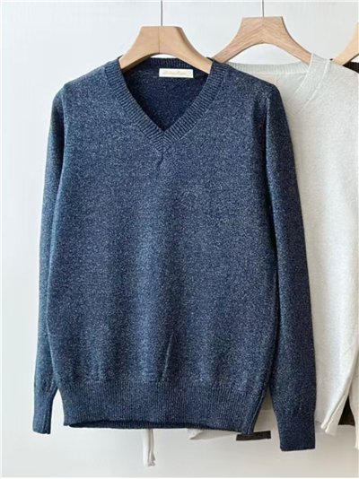 Jersey de punto metalizado escote pico