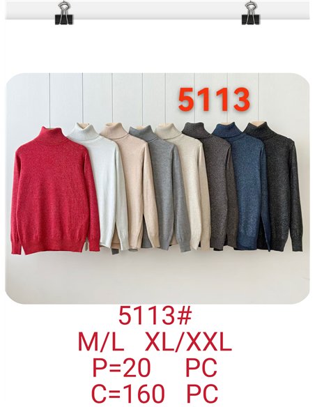 Jersey de punto metalizado cuello vuelto