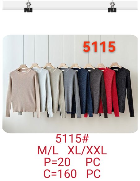 Jersey canalé metalizado cuello redondo