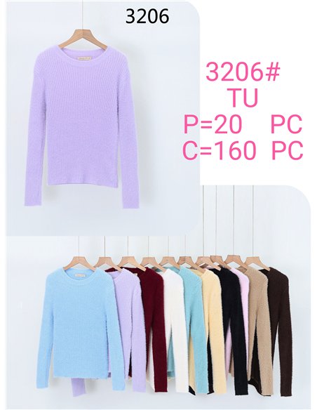 Jersey canalé pelito suave cuello redondo