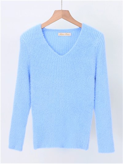 Jersey canalé pelito suave escote pico