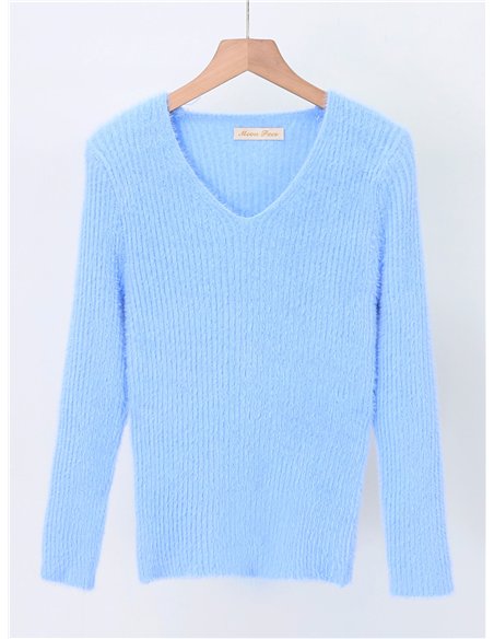 Jersey canalé pelito suave escote pico