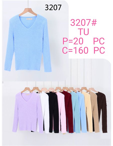 Jersey canalé pelito suave escote pico