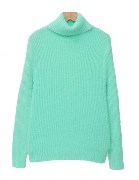 Jersey canalé pelito suave cuello vuelto