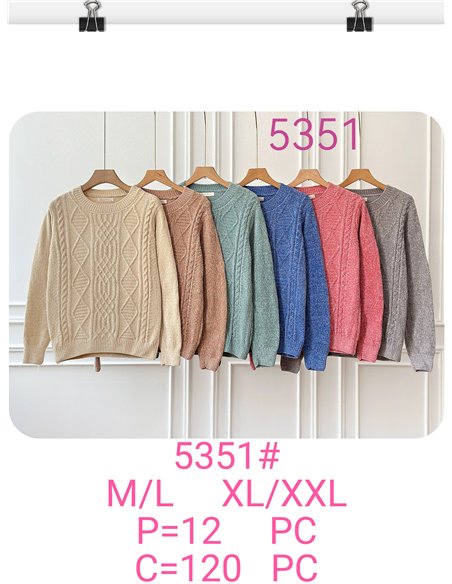 Jersey chenilla trenzado rombos cuello redondo