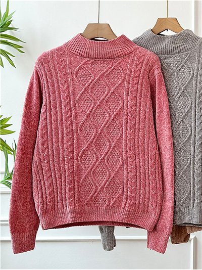 Jersey chenilla trenzado cuello perkins