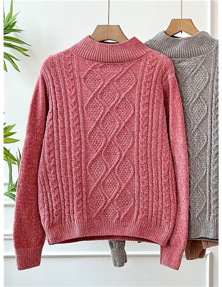 Jersey chenilla trenzado cuello perkins