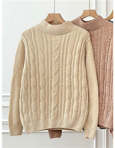 Jersey chenilla trenzado cuello perkins