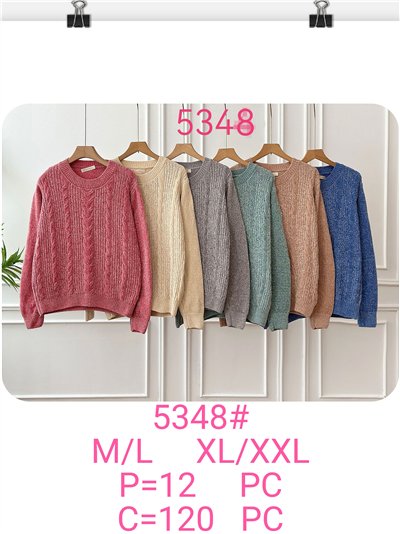 Jersey chenilla trenzado clásico cuello redondo 2