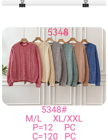 Jersey chenilla trenzado clásico cuello redondo