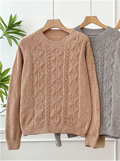 Jersey chenilla estructura cuello redondo