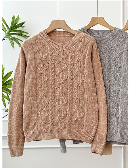 Jersey chenilla estructura cuello redondo