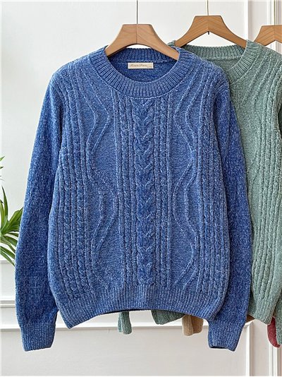 Jersey chenilla estructura cuello redondo