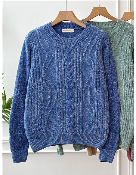 Jersey chenilla estructura cuello redondo