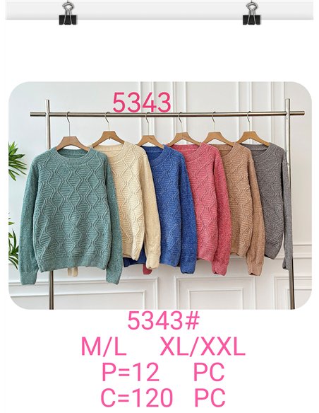 Jersey chenilla geométrico cuello redondo