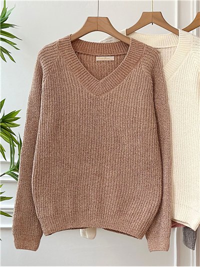 Jersey chenilla escote pico