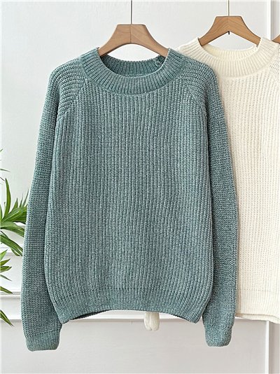 Jersey chenilla cuello redondo