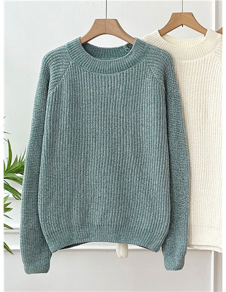 Jersey chenilla cuello redondo