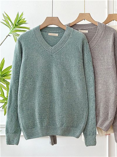 Jersey chenilla escote pico