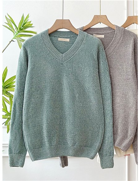 Jersey chenilla escote pico