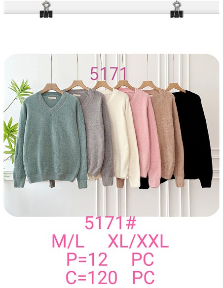 Jersey chenilla escote pico