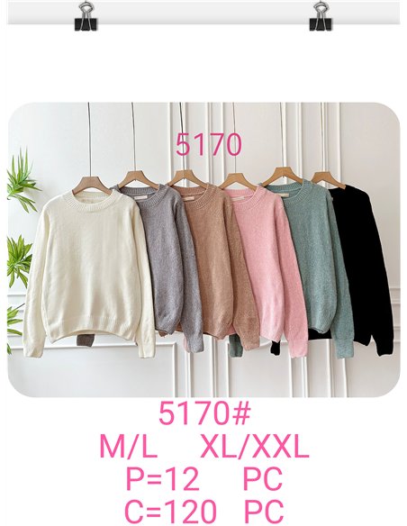 Round neck chenille sweater