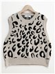 Chaleco de punto animal print