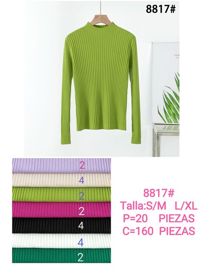 High neck ribbed knit sweater 2