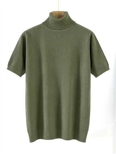 Jersey punto manga corta cuello vuelto