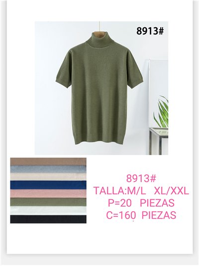 Jersey punto manga corta cuello vuelto 2