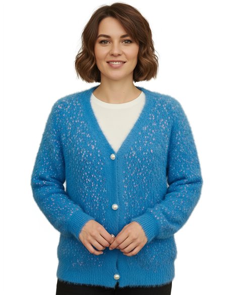 Cárdigan pelo botones perlas